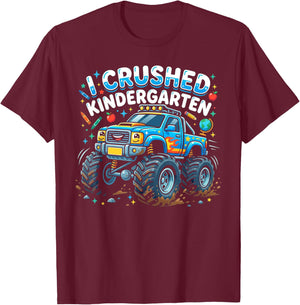 I Crushed Kindergarten Monster Truck Graduation Boys T-Shirt - T-Shirt | Maroon