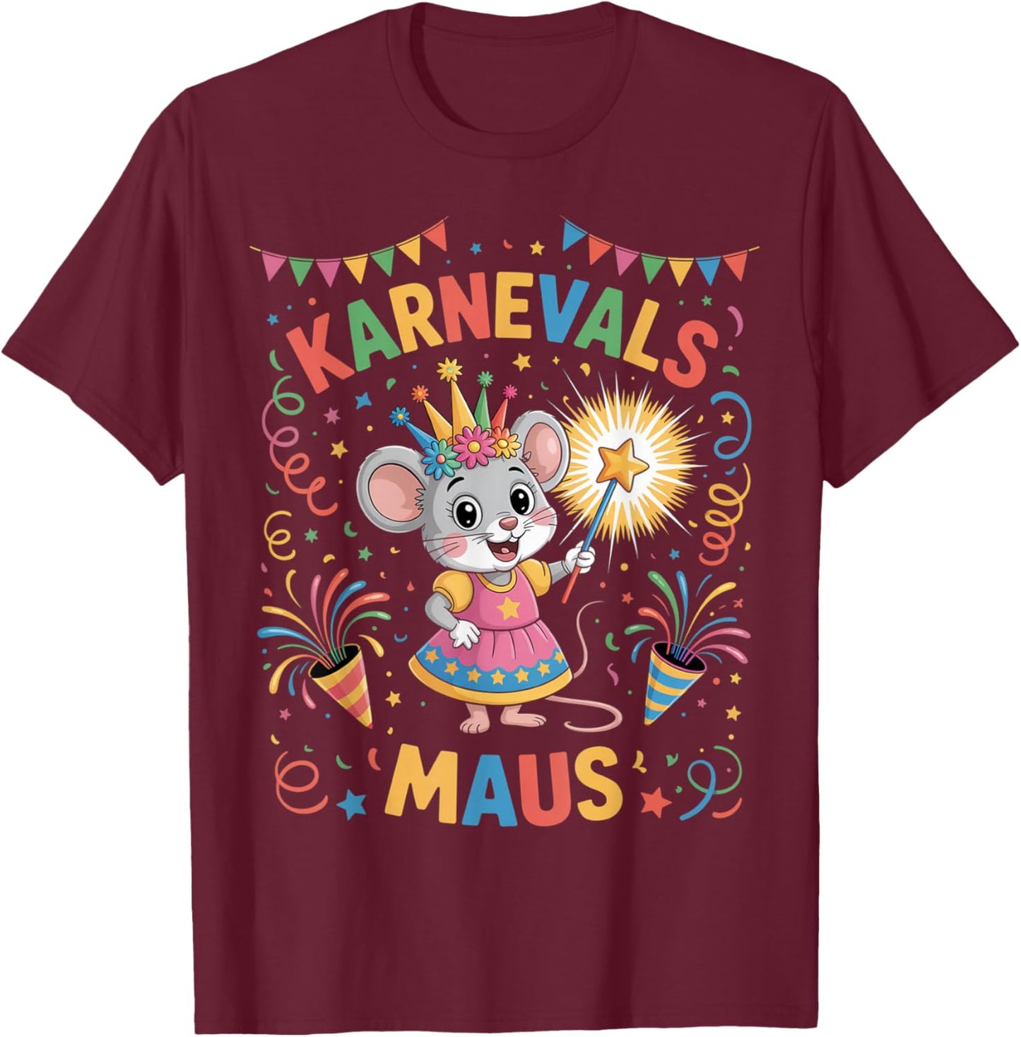 Carnival Mouse Cute Fancy Dress Motif and Children T-Shirt - T-Shirt | Maroon