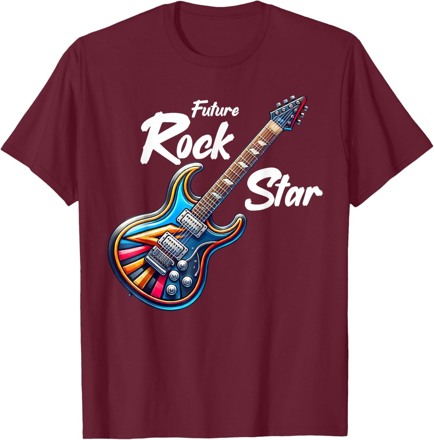 Future Rock Star, Guitar Band, Funny Rock, Girls Boys Kids T-Shirt - T-Shirt | Maroon