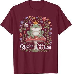 Charming RIZZ 'EM with TISM Frog Prince Autism Dad Mom T-Shirt - T-Shirt | Maroon
