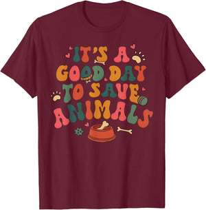 Good Day To Save Animals Cute Animal Rescue Dog Cat Lovers T-Shirt - T-Shirt | Maroon