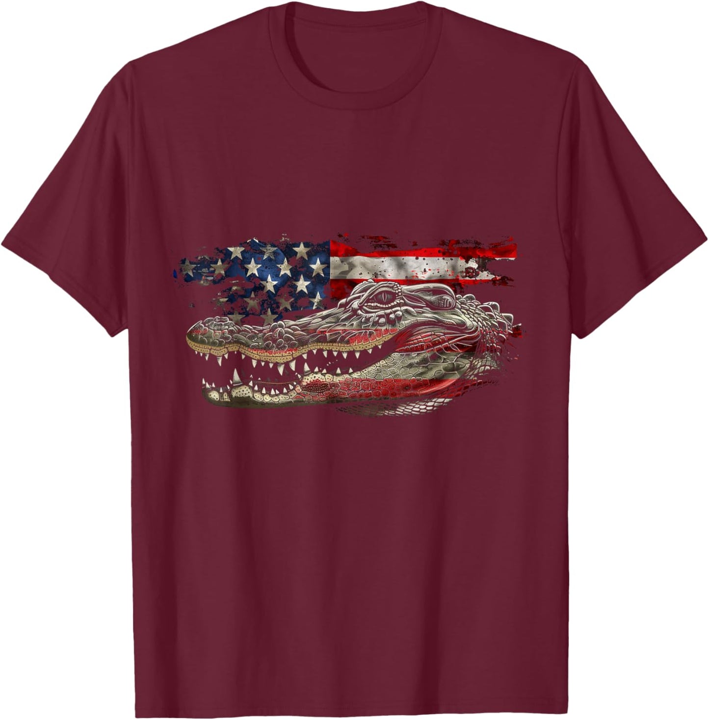 Alligator American Flag Gator Hunter Reptile Patriotic T-Shirt - T-Shirt | Maroon