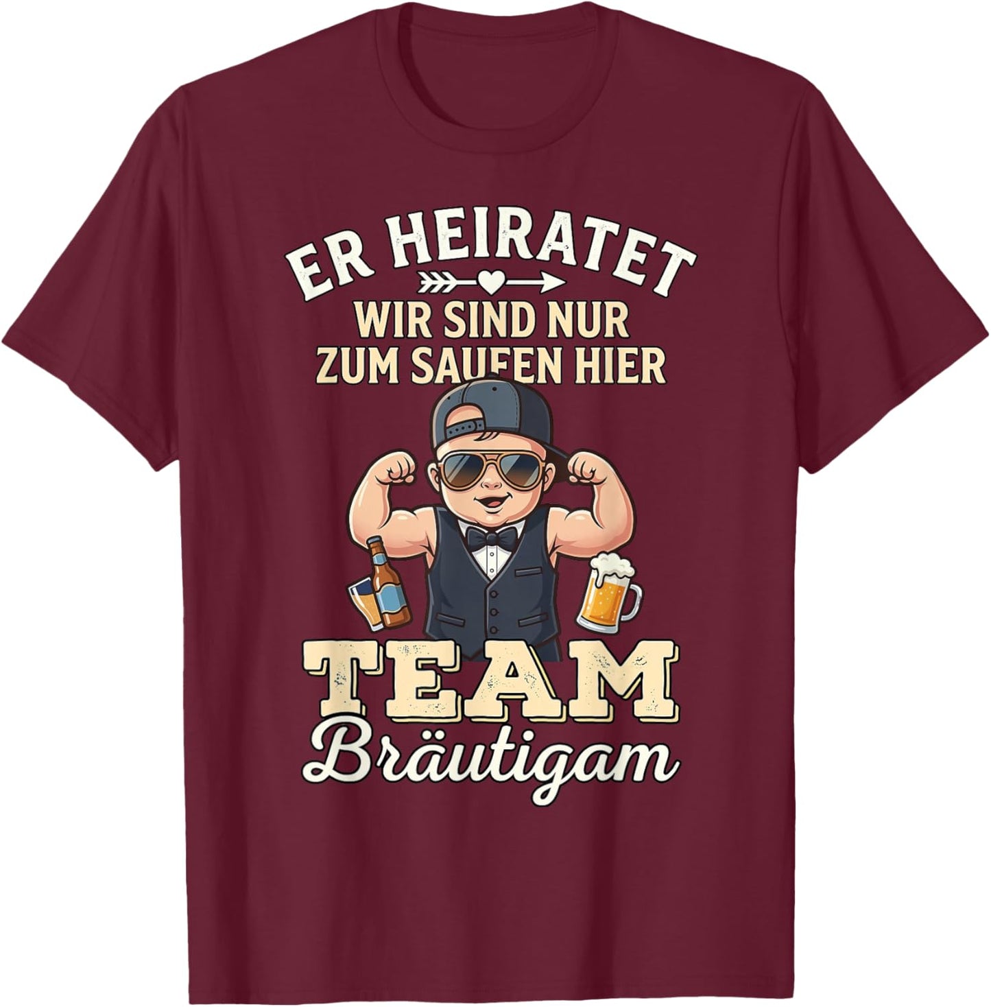 Junggesellenabschied Männer JGA Poltern Polterabend T-Shirt - T-Shirt | Maroon