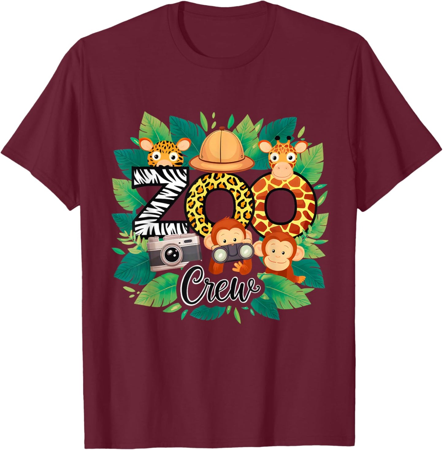 Zoo Leopard Crew Safari Animal Kingdom Zoo Keeper Kids Gifts T-Shirt - T-Shirt | Maroon