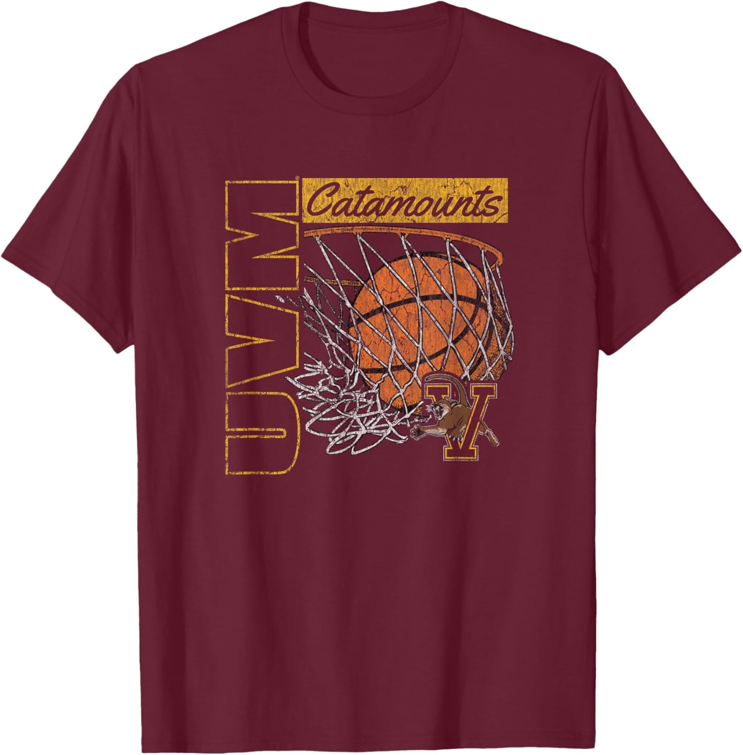 Vermont Catamounts Vintage Basketball 90's Green T-Shirt - T-Shirt | Maroon