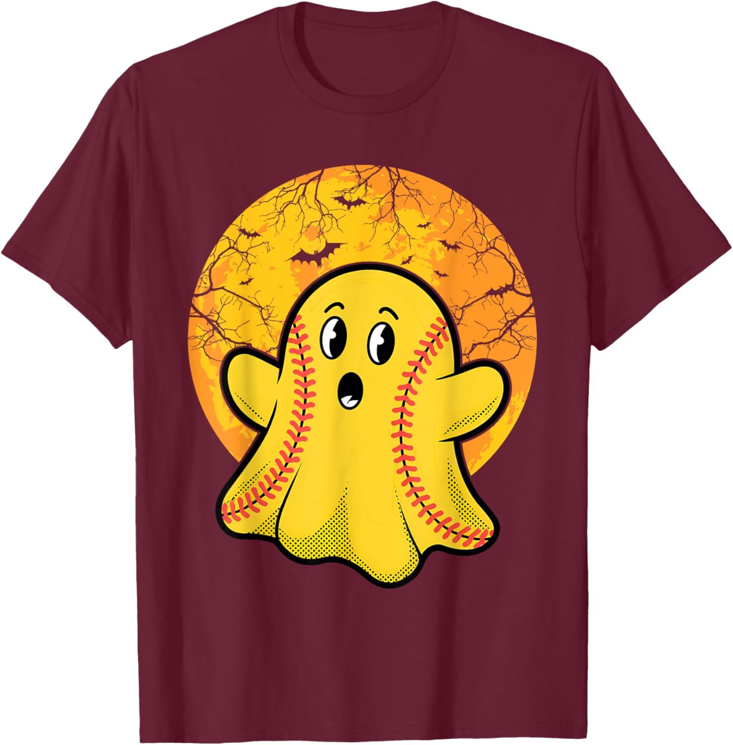 Softball Ghost Softball Lover Halloween Costume T-Shirt - T-Shirt | Maroon