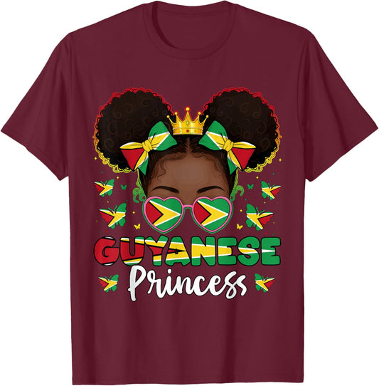 Guyanese Princess Guyana Flag Proud Guyanese Women T-Shirt - T-Shirt | Maroon