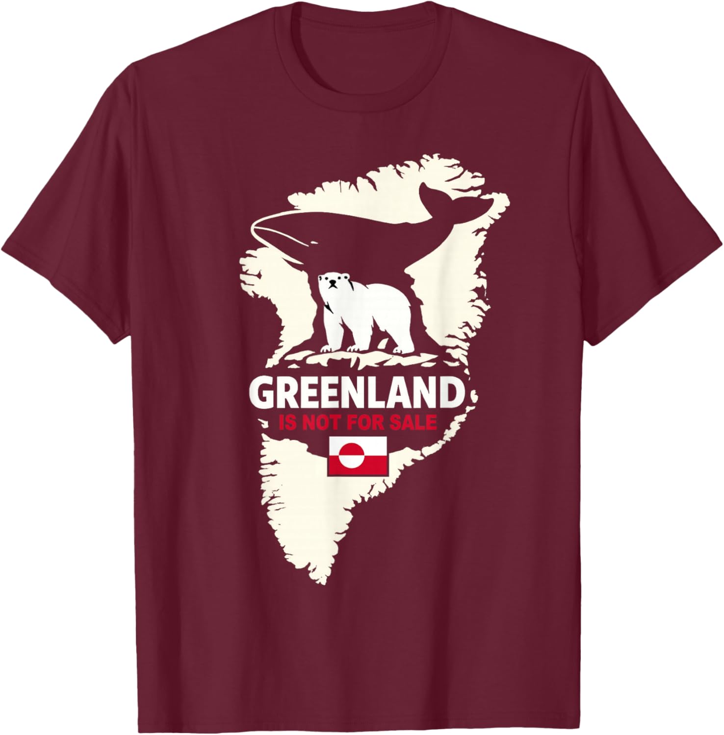 Greenland Denmark USA Whale Bear T-Shirt - T-Shirt | Maroon