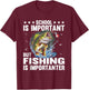 School is Important But Fishing is Importanter Funny Fishing T-Shirt - T-Shirt | Maroon