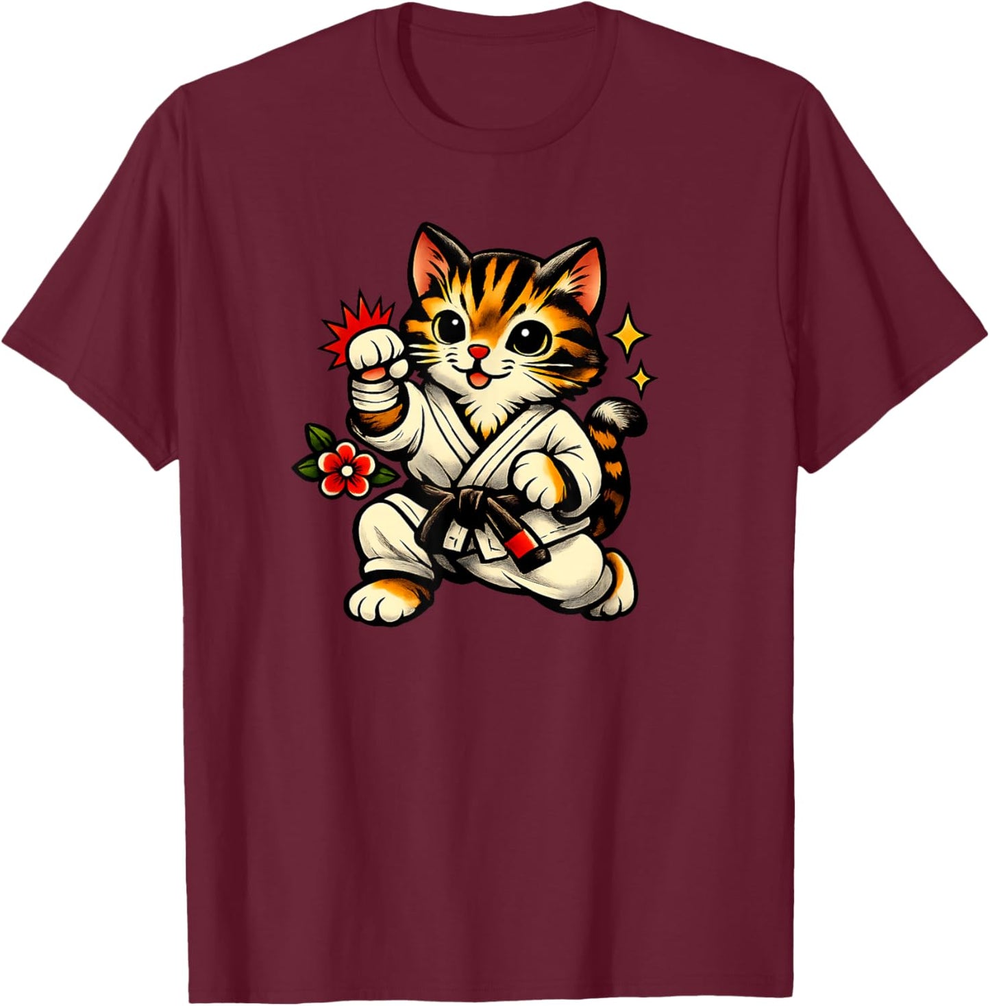 Jiu Jitsu Kitty BJJ MMA Funny Boys or Girls Brazilian T-Shirt - T-Shirt | Maroon