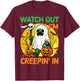 Boys Halloween Shirt Kids Game Pixel Ghost Creepin in Spooky T-Shirt - T-Shirt | Maroon