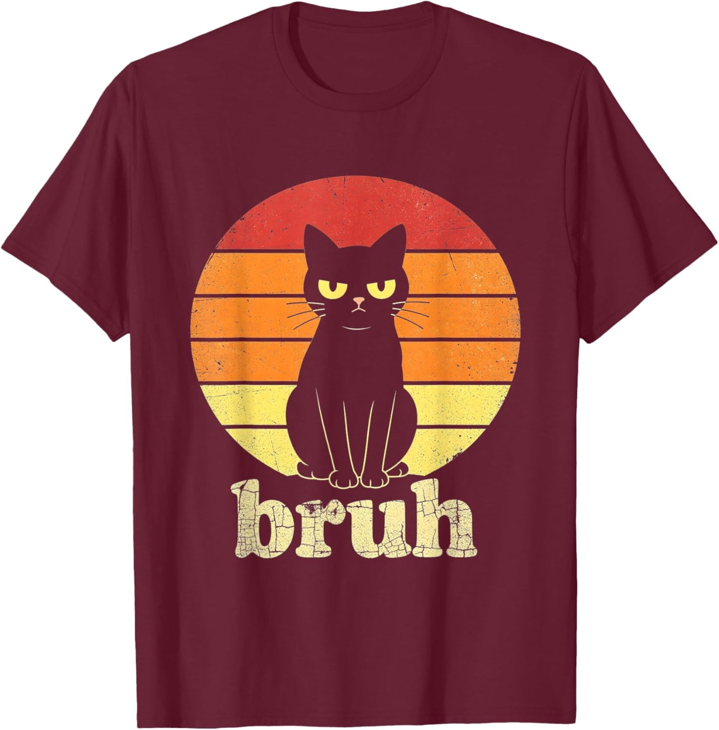 Funny Cat Bruh for Teens Boys Girls Men Women Meme Graphic T-Shirt - T-Shirt | Maroon