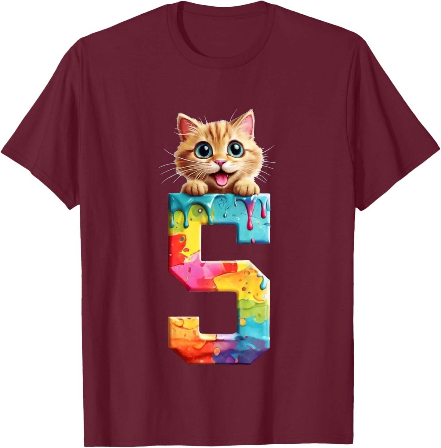 Kids CATS 5 YEARS CAT 5TH BIRTHDAY T-Shirt - T-Shirt | Maroon