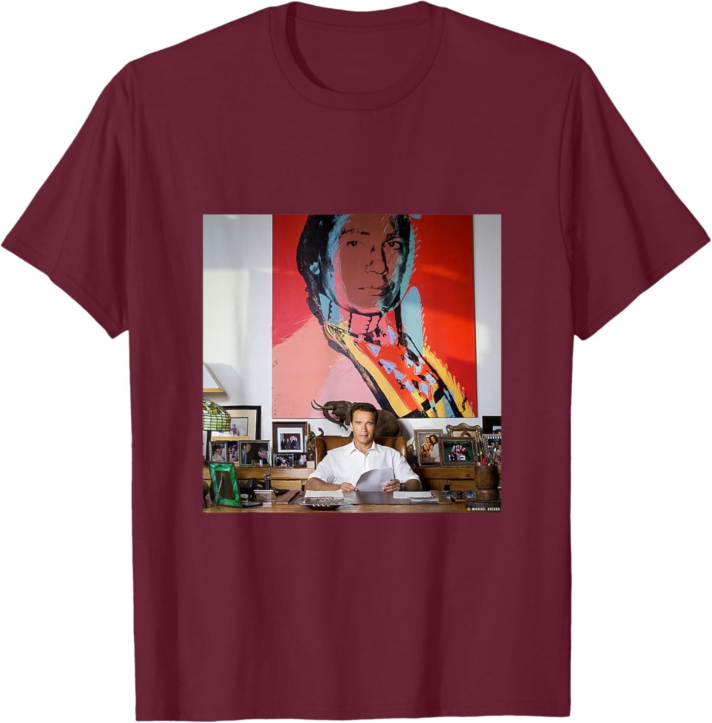 Arnold Schwarzenegger Actor Governor By Michael Grecco T-Shirt - T-Shirt | Maroon