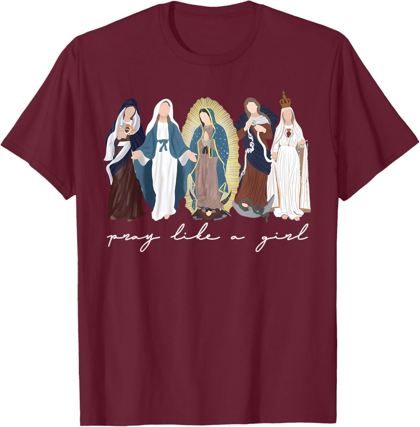 Catholic Saints Women Religious Men Women Kids T-Shirt - T-Shirt | Maroon