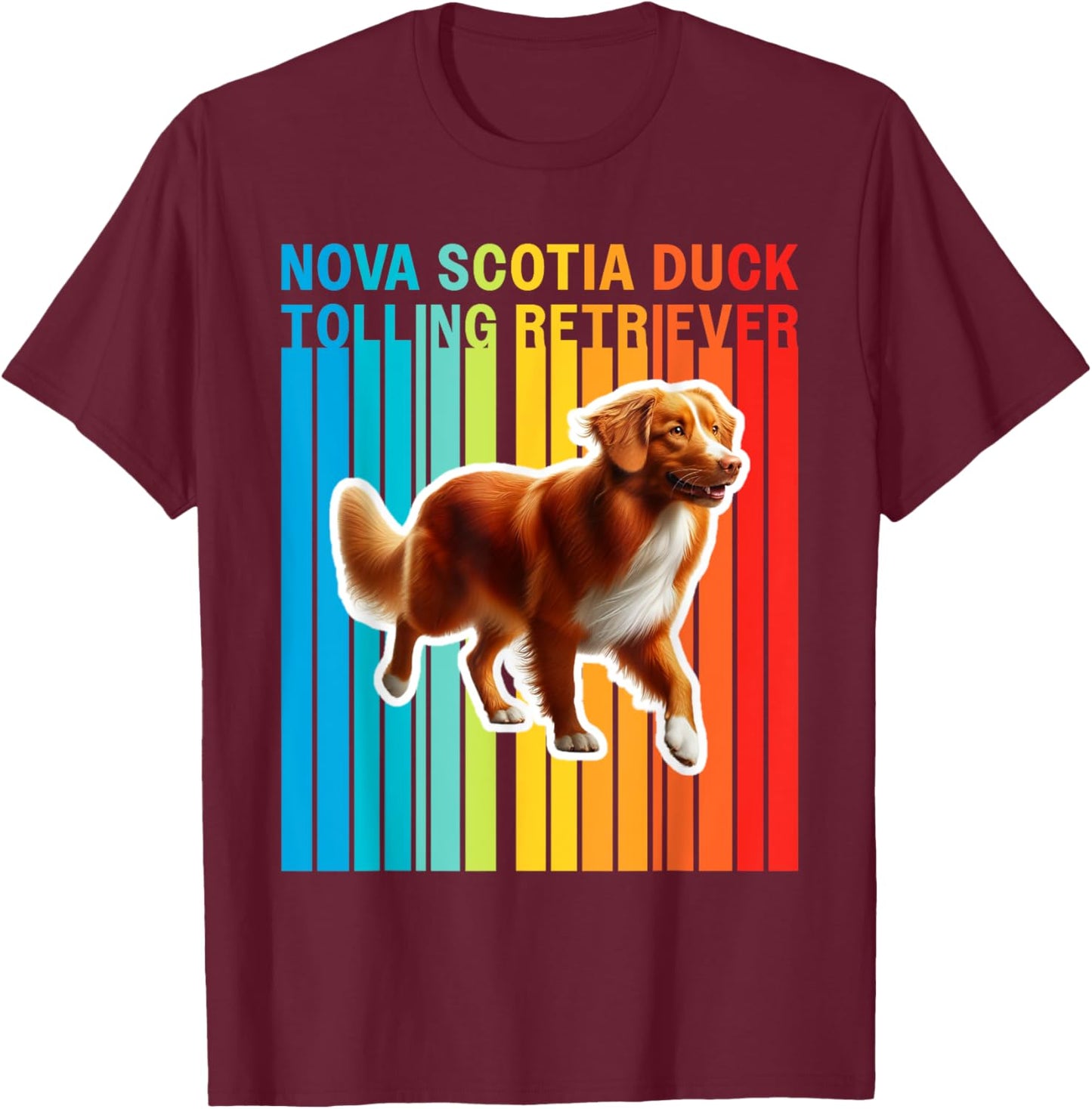 Colorful Nova Scotia Duck Tolling Retriever T-Shirt - T-Shirt | Maroon