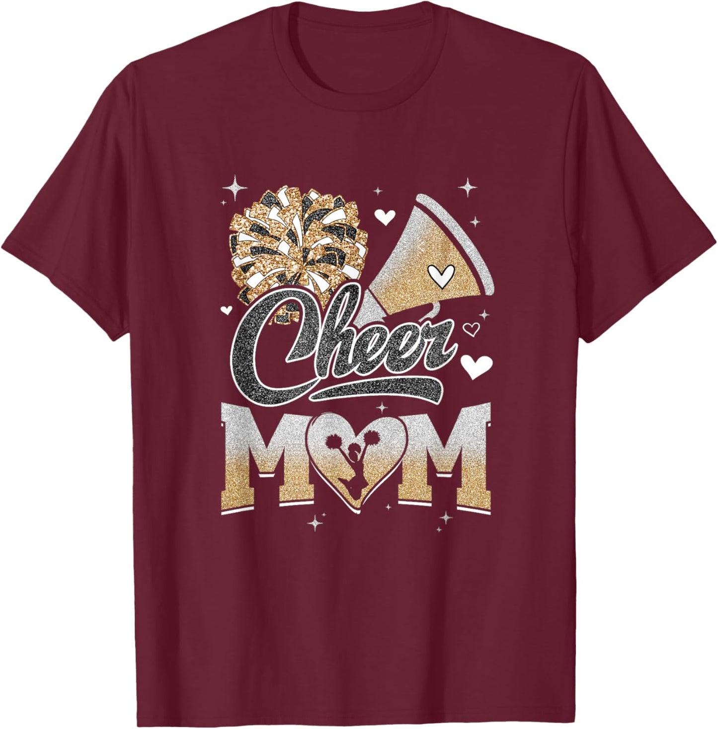 Cheer Mom Cheerleading Football Graphic T-Shirt - T-Shirt | Maroon