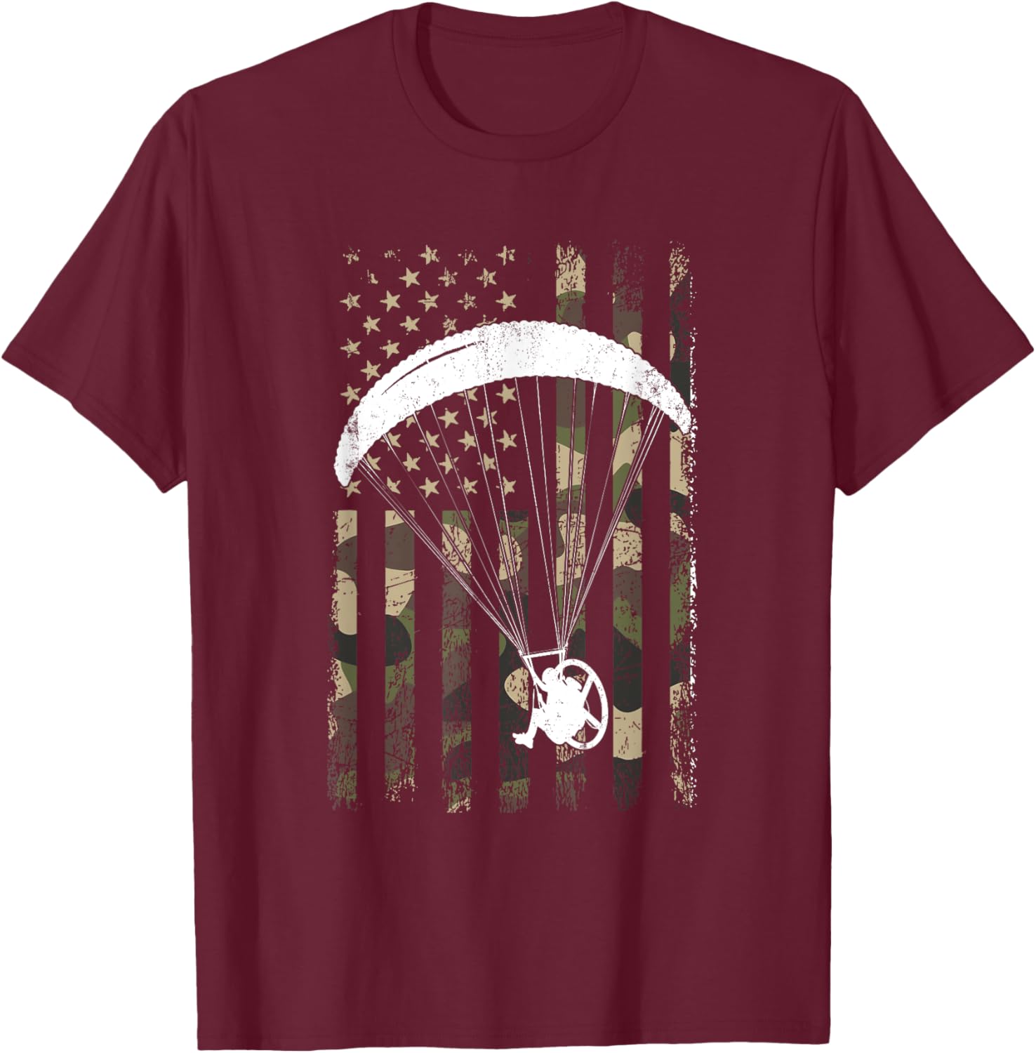 paramotor American Flag, paramotor T-Shirt - T-Shirt | Maroon