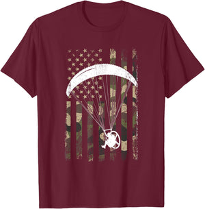 paramotor American Flag, paramotor T-Shirt - T-Shirt | Maroon