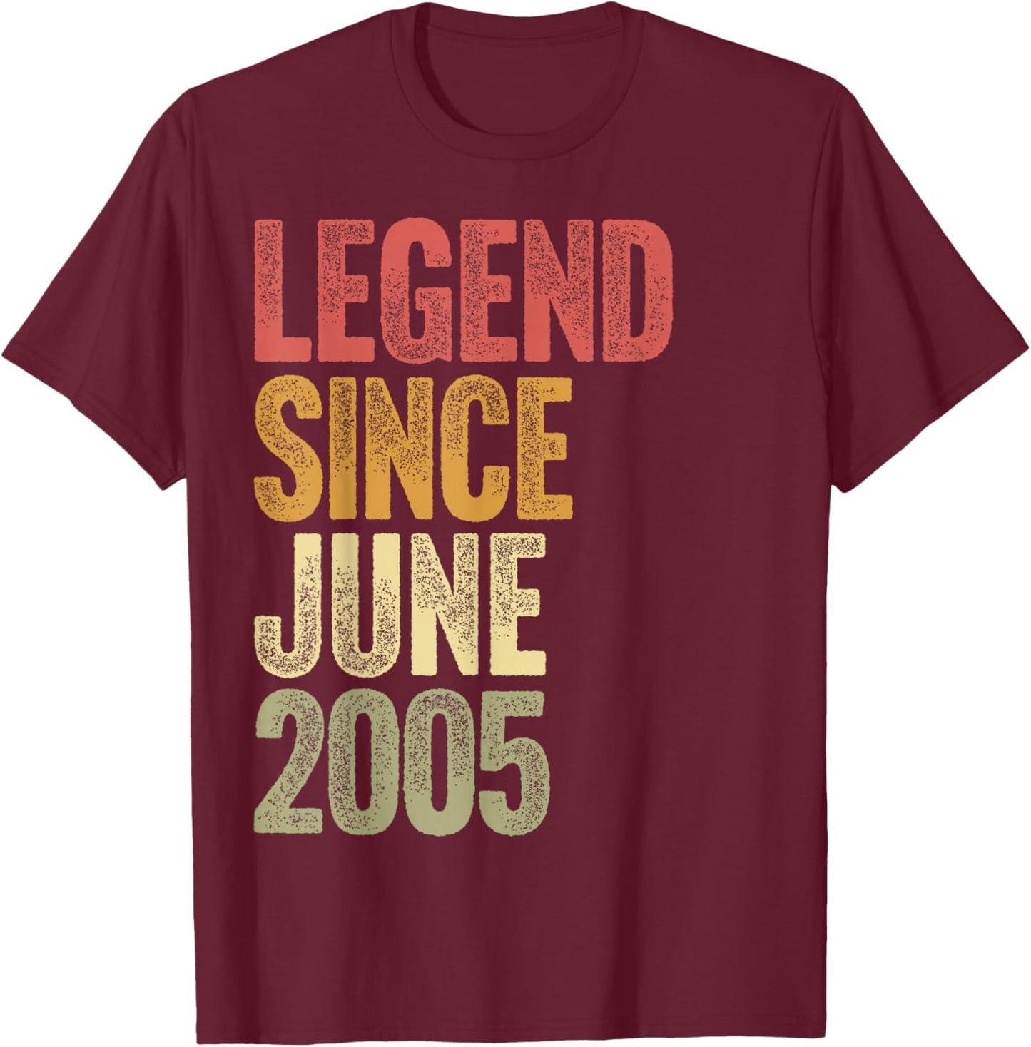 21 Year Old Legend Since June 2005 Retro 21st Birthday T-Shirt - T-Shirt | Maroon