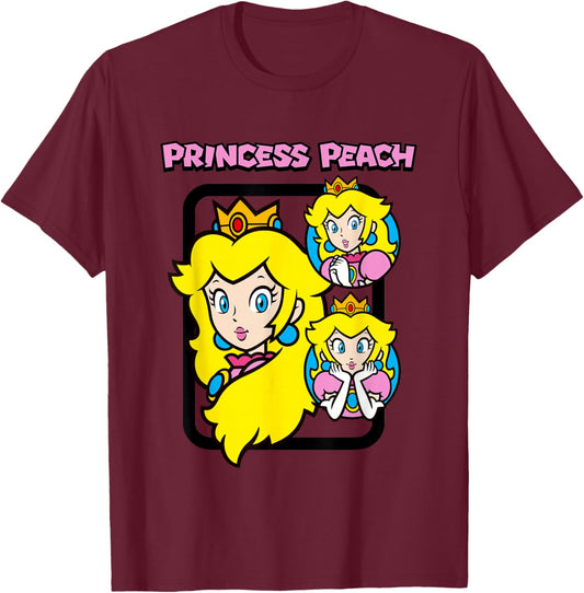 Super Mario Bros Princess Peach Power Up Vintage T-Shirt - T-Shirt | Maroon