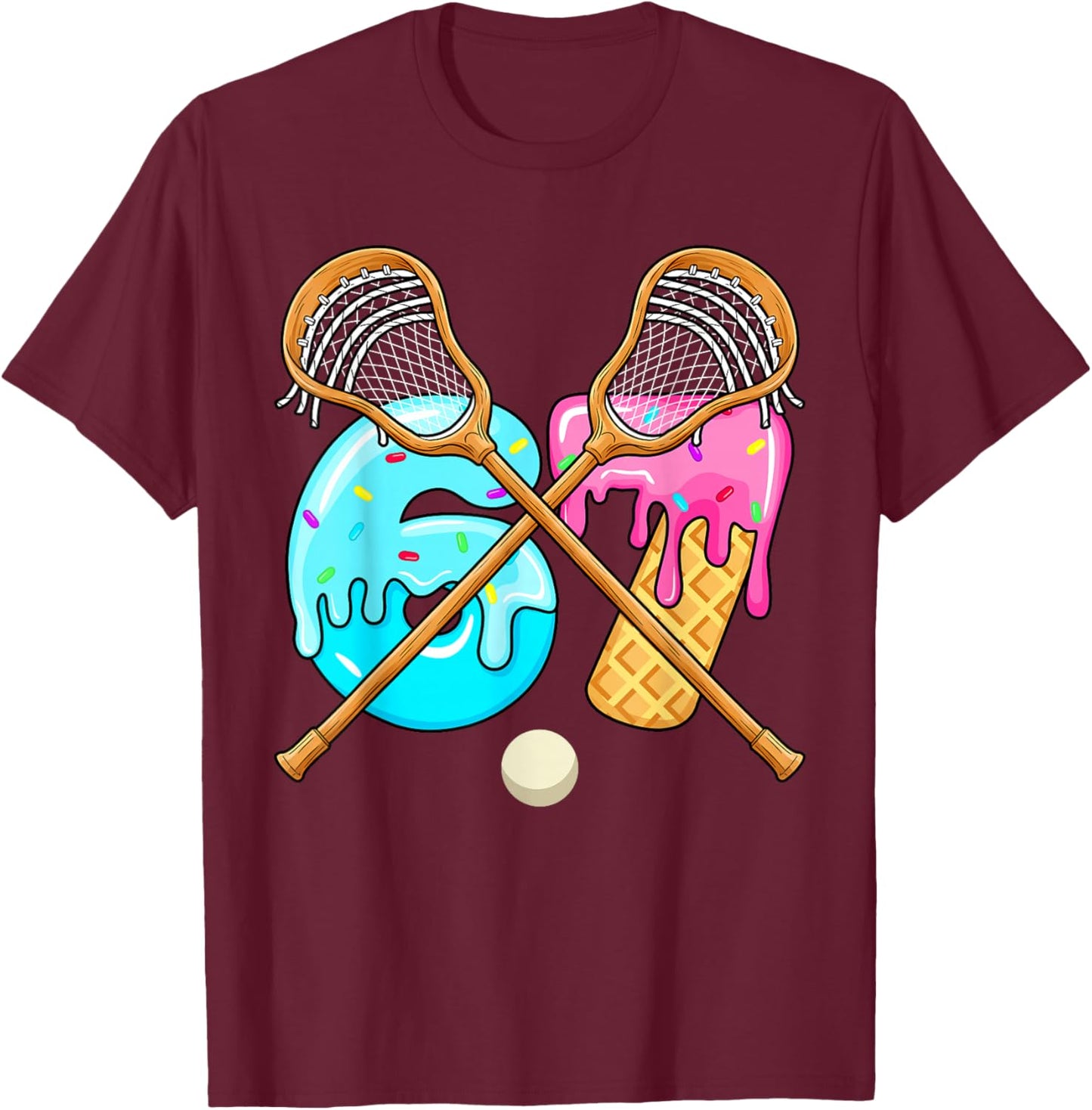 67 Ice Cream Drip Lacrosse Six Seven 6 7 Meme Sport Lover T-Shirt - T-Shirt | Maroon