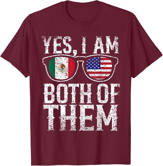 Ja Ich Bin Sie Beide Us USA Mexico Mexican American T-Shirt - T-Shirt | Maroon