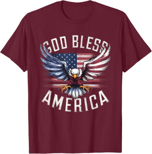 God Bless America eagle usa flag 4th of July T-Shirt - T-Shirt | Maroon