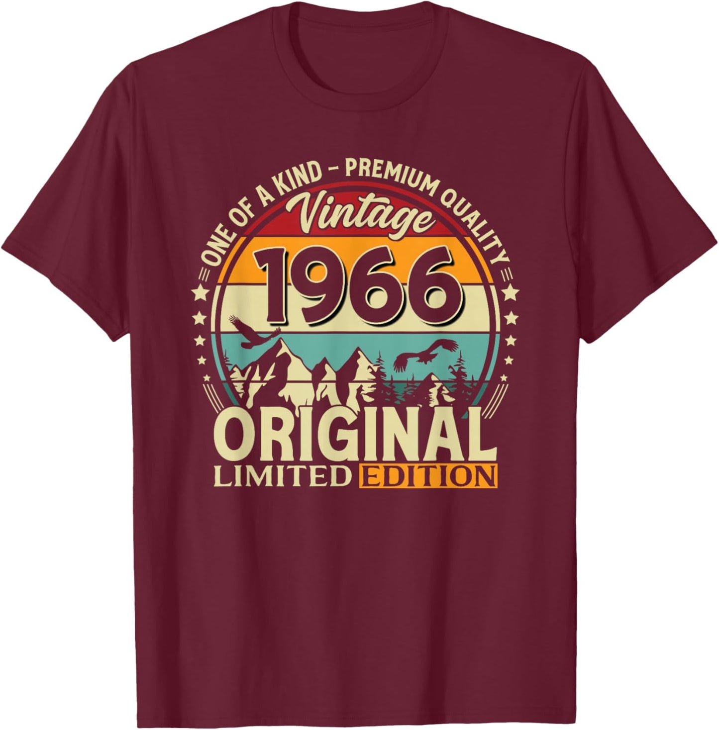 60. Geburtstag Mann Frau Geschenk Vintage Jahrgang 1966 T-Shirt - T-Shirt | Maroon