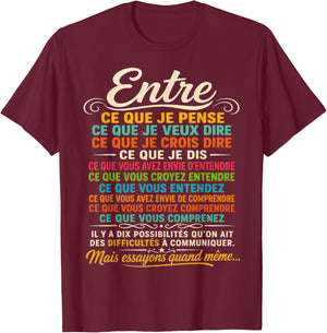 Bernard Werber Citation 10 Façons de ne Pas se Comprendre T-Shirt - T-Shirt | Maroon