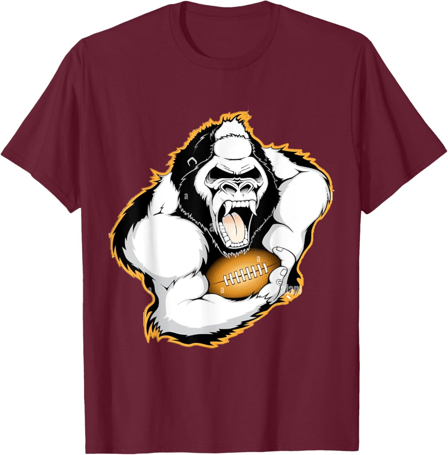 Gorilla Playing Football T-Shirt - T-Shirt | Maroon