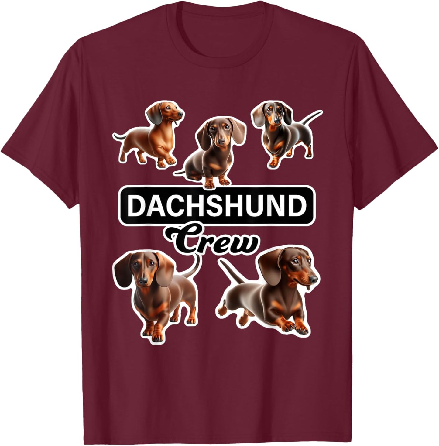 Smooth Dachshund Crew T-Shirt - T-Shirt | Maroon