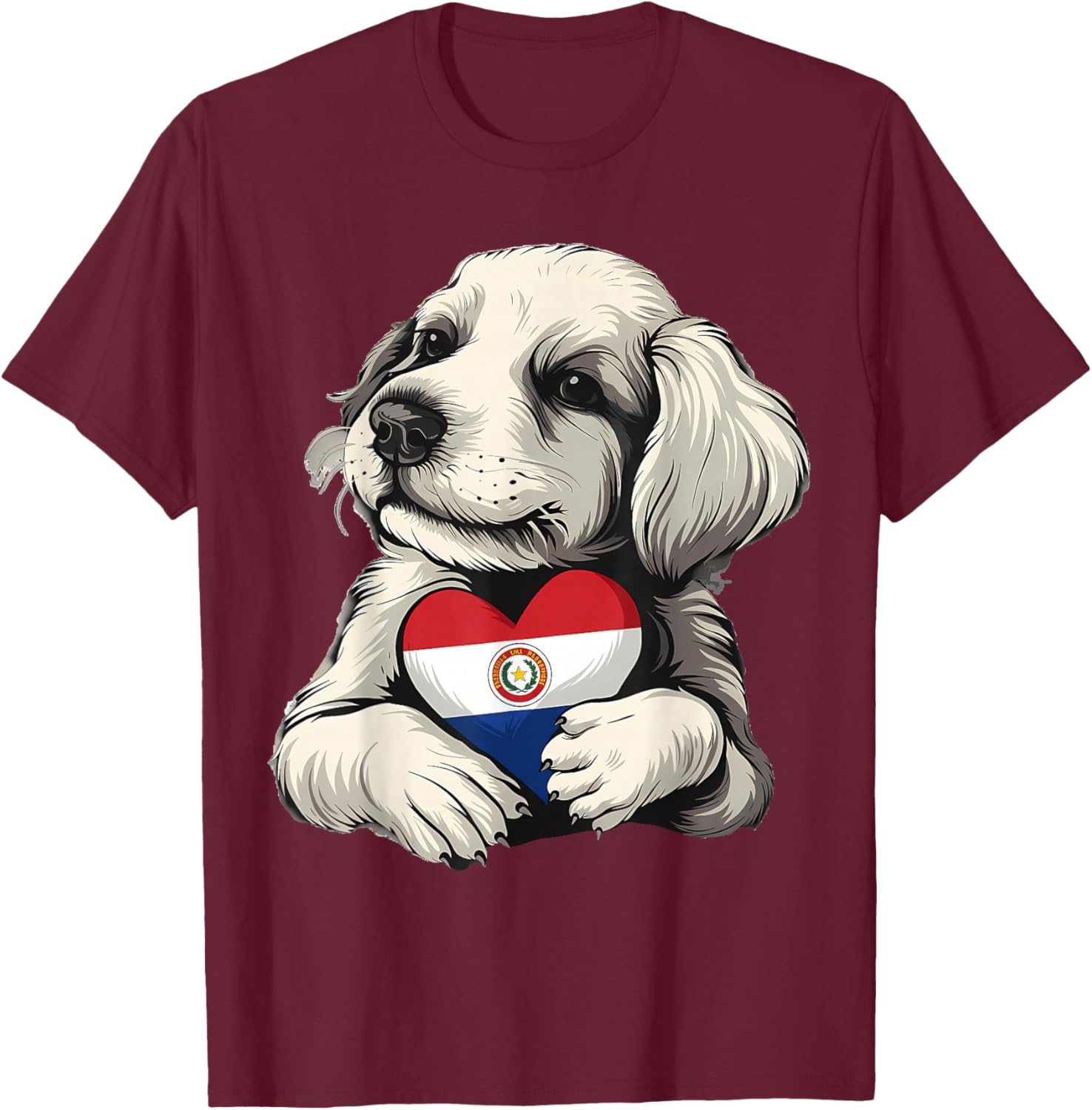 Paraguay Roots Dog Paraguayan Flag T-Shirt - T-Shirt | Maroon