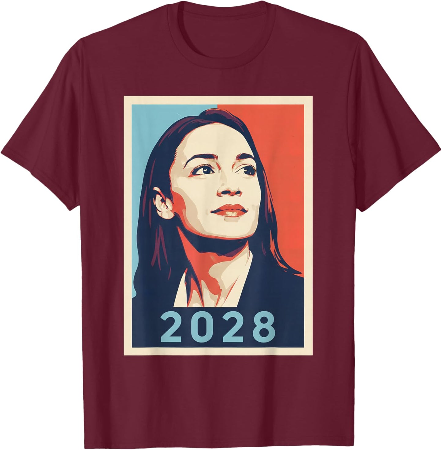 AOC Alexandria Ocasio Cortez 2028 for President Election T-Shirt - T-Shirt | Maroon