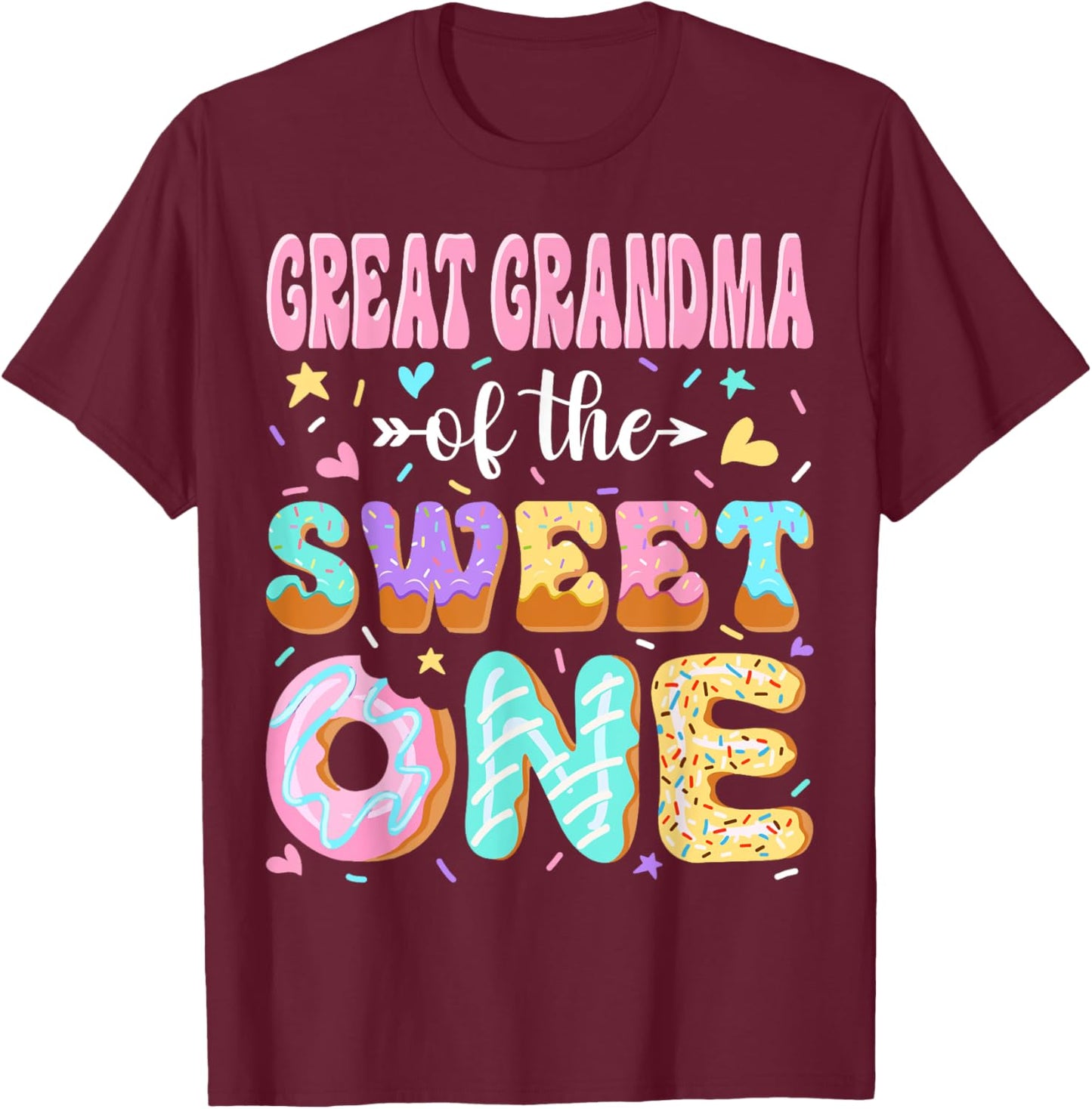 Great Grandma of The Sweet One First Birthday Family T-Shirt - T-Shirt | Maroon