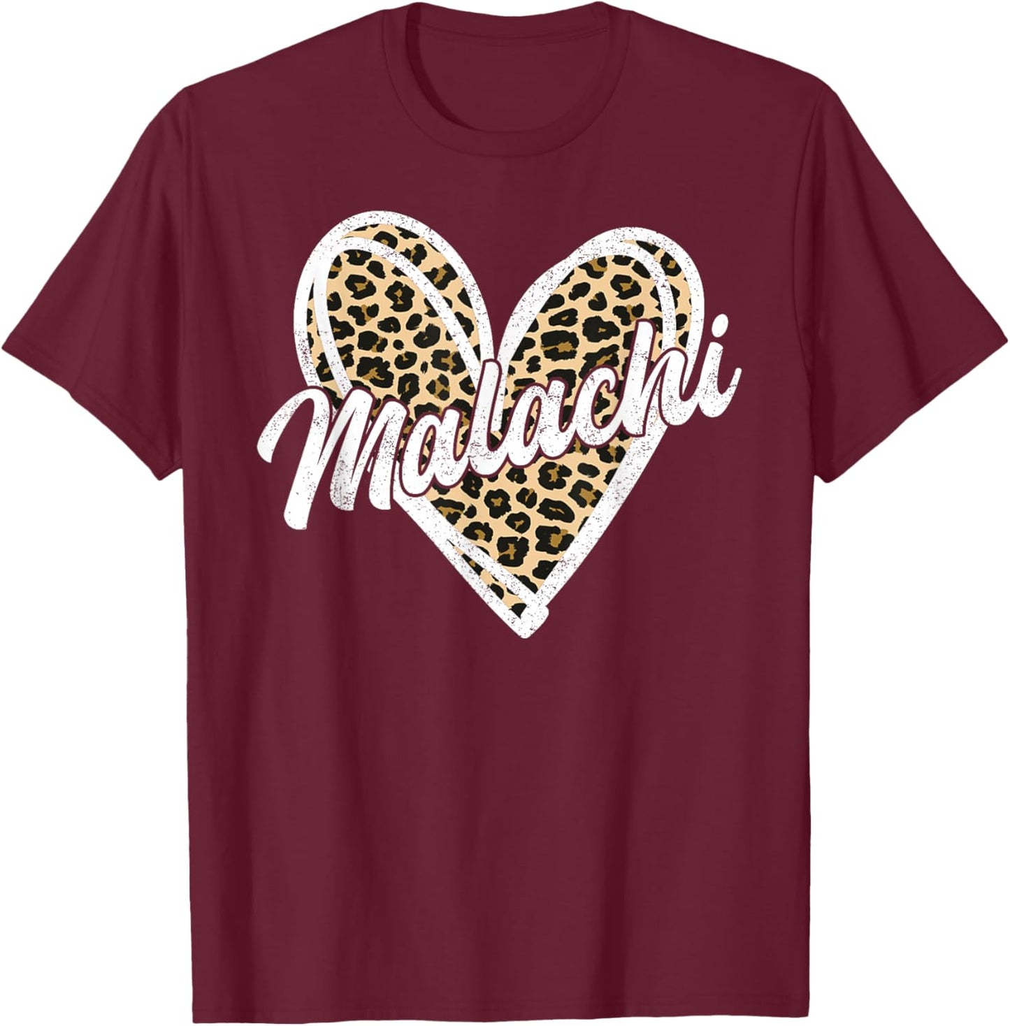 Malachi Heart Leopard Men Women Kid Vintage T-Shirt - T-Shirt | Maroon