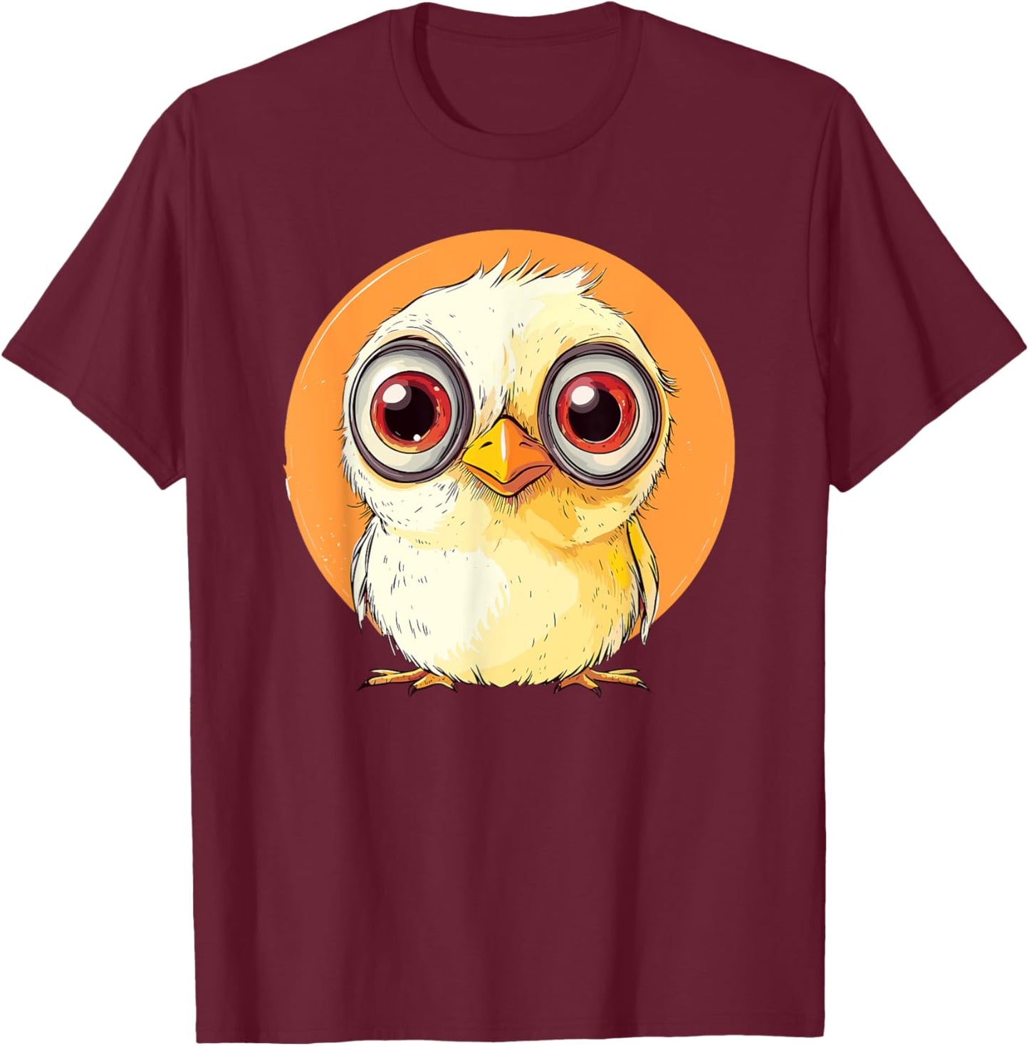 Cute Big-Eyed Bird T-Shirt - T-Shirt | Maroon