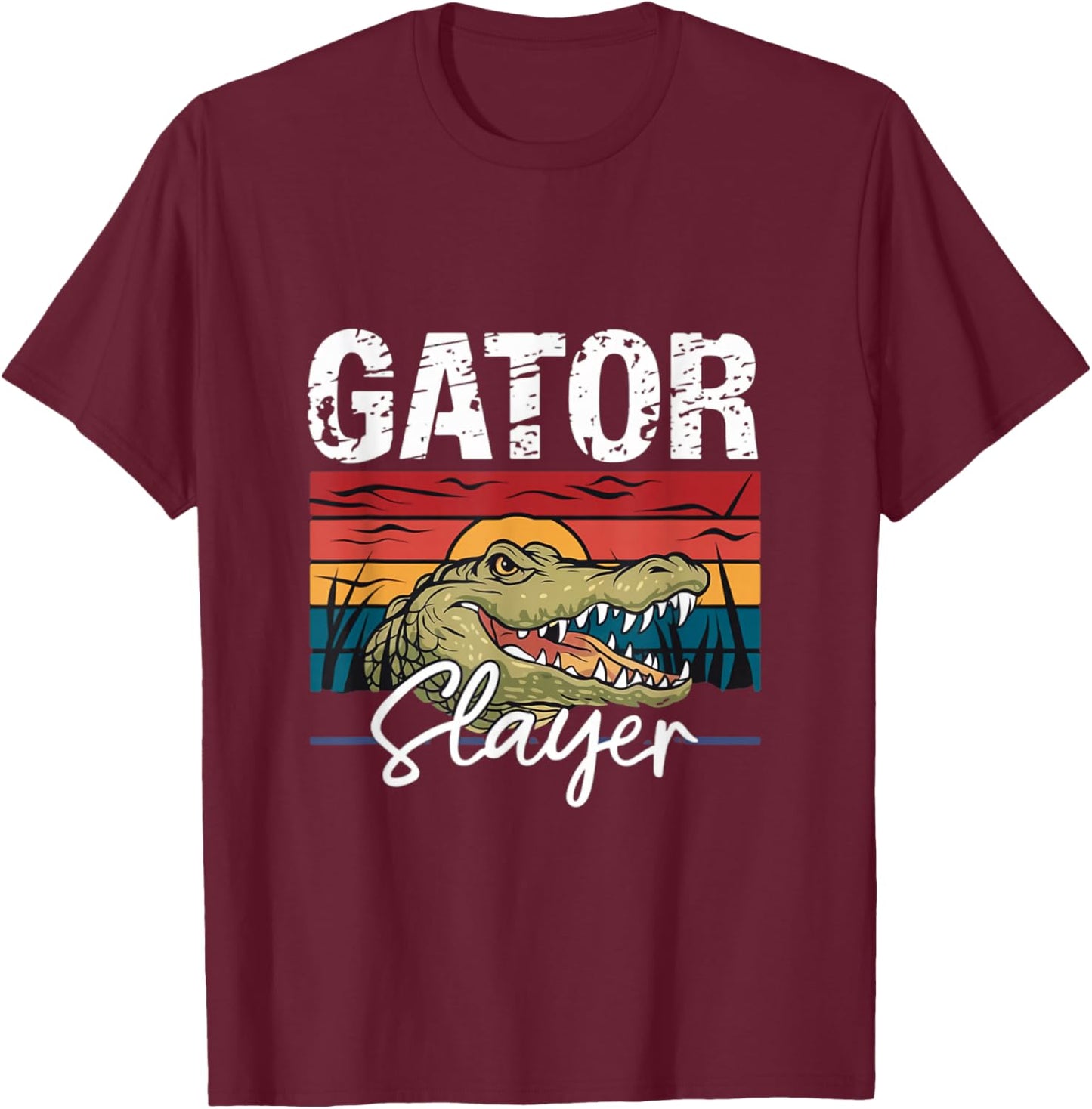 Alligator Hunter's Gator Slayer Swamp Puppy Hunter T-Shirt - T-Shirt | Maroon