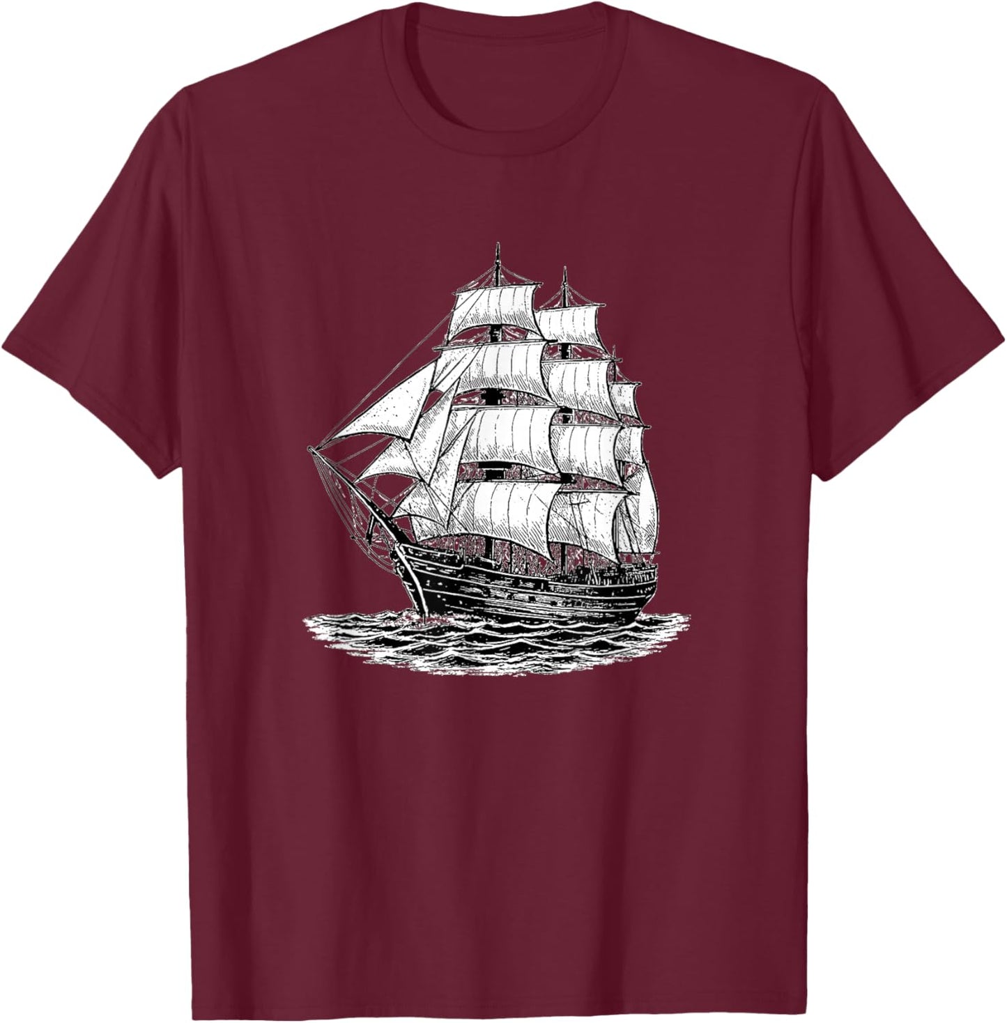 Retro Segelschiff Nautisches Design Seefahrer Maritime Fan T-Shirt - T-Shirt | Maroon