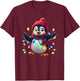 Christmas Lights Penguin Wearing Xmas Hat Penguin Lovers T-Shirt - T-Shirt | Maroon