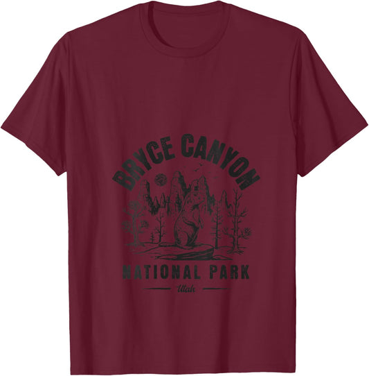 Bryce Canyon National Park Utah USA Retro Vintage Men Women V-Neck T-Shirt - T-Shirt | Maroon