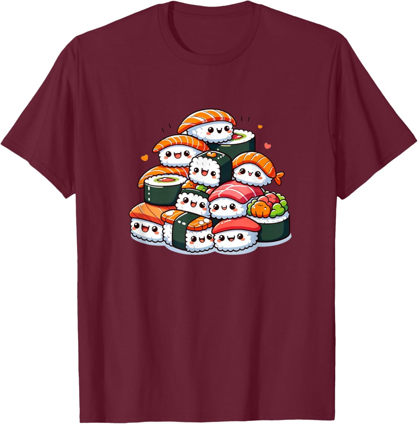 Kawaii Anime Sushi Kids Boys Girls T-Shirt - T-Shirt | Maroon