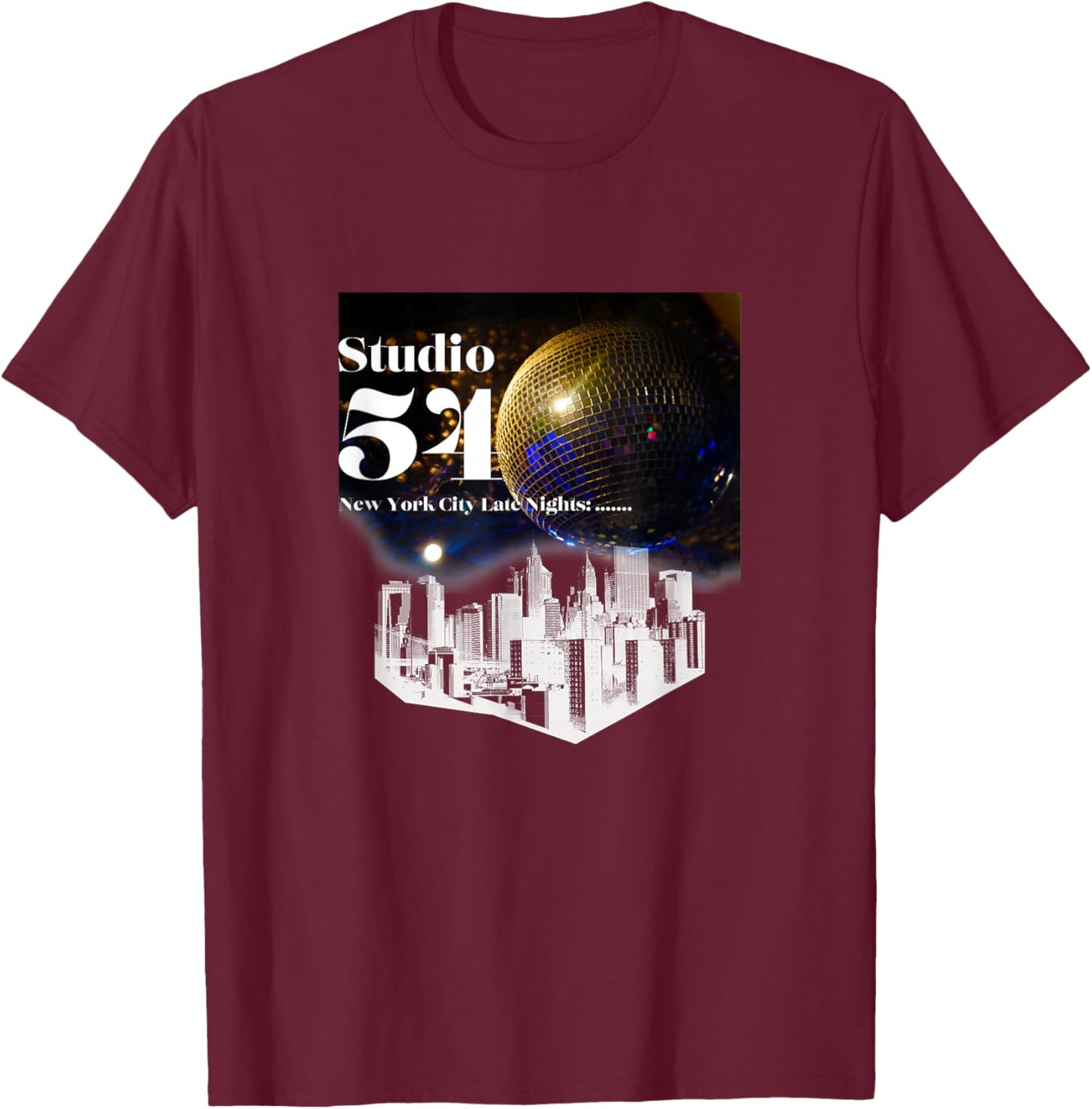Disco Freaks Store Studio 54 Disco - -Adults, Kids - Black - Small - Short Sleeve T-Shirt - T-Shirt | Maroon