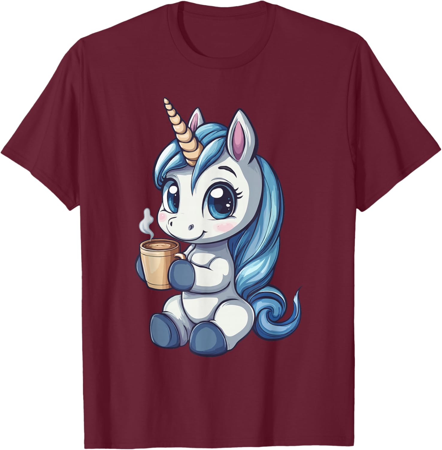 Unicorn Lover Coffee Fantasy Animal Women Unicorn T-Shirt - T-Shirt | Maroon