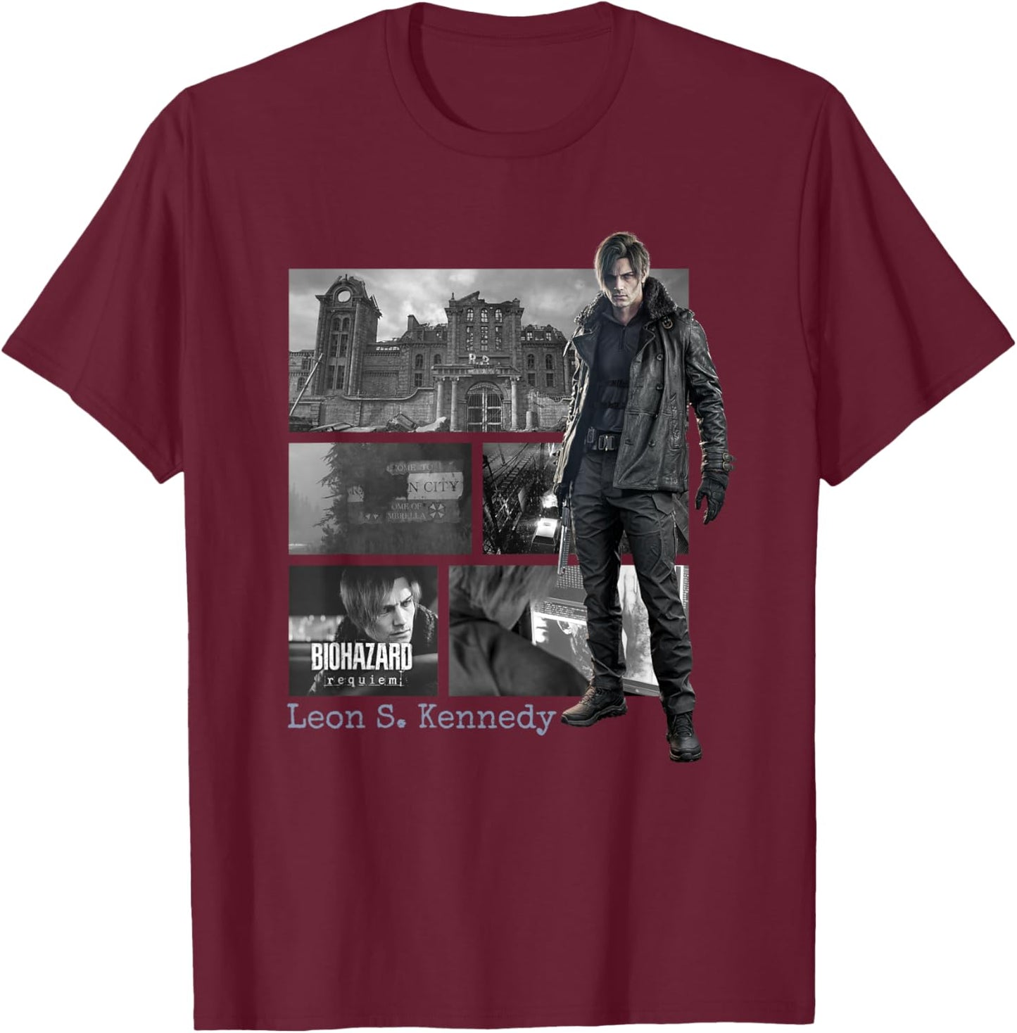 Resident Evil Requiem Leon FP T-Shirt - T-Shirt | Maroon