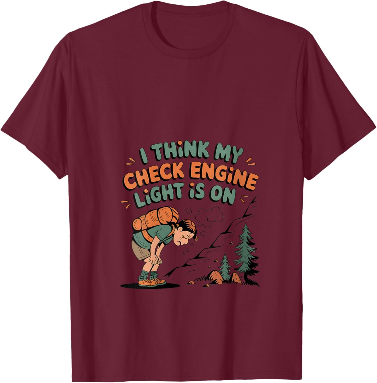 Women's I Think My Check Engine Light is On V-Neck T-Shirt - T-Shirt | Maroon