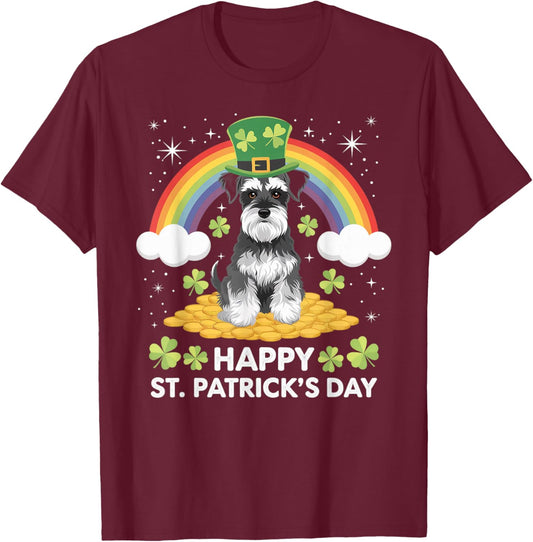 Mini Schnauzer on Miniature Schnauzer Dog St Patricks Day Men Women Kids T-Shirt - T-Shirt | Maroon