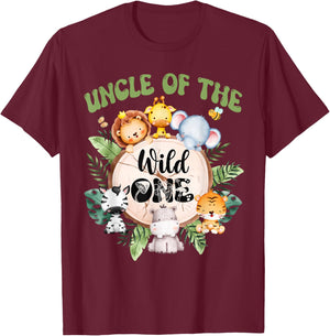 Uncle Of The Wild One 1st Birthday Safari Family Matching T-Shirt - T-Shirt | Maroon