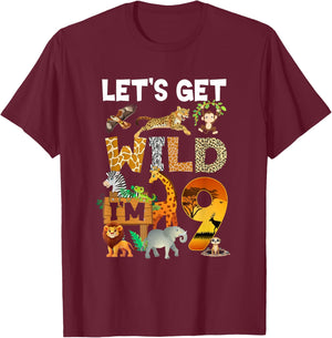 9 Year Old Zoo Birthday Safari Jungle Animal 9Th Bday T-Shirt - T-Shirt | Maroon