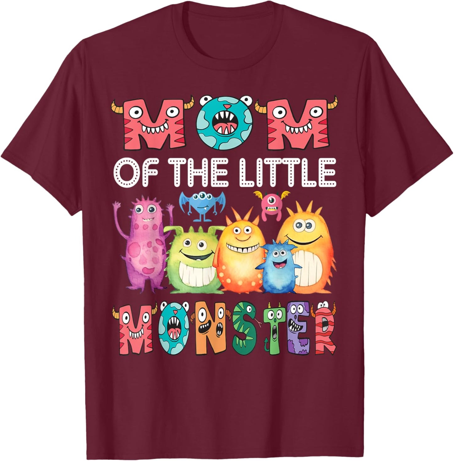 Mom Of The Little Monster Kids 1St Birthday Party T-Shirt - T-Shirt | Maroon